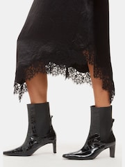 Whistles Black Darla Croc Effect Heeled Boots - Image 1 of 4