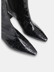 Whistles Black Darla Croc Effect Heeled Boots - Image 2 of 4