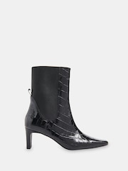 Whistles Black Darla Croc Effect Heeled Boots - Image 4 of 4