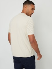 Threadbare Bleach 100% Cotton Pointelle Revere Collar Short Sleeve Knitted Shirt - Image 3 of 4