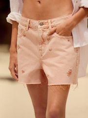 Pink Turn Up Embroidered 100% Cotton Shorts - Image 2 of 7