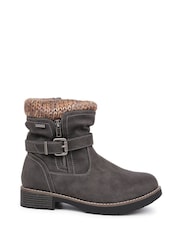 Pavers Grey Knitted Cuff Ankle Boots - Image 1 of 5