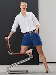 Dark Wash 100% Cotton Rigid Denim Shorts - Image 1 of 7