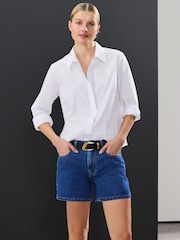 Dark Wash 100% Cotton Rigid Denim Shorts - Image 2 of 7