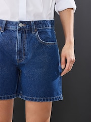Dark Wash 100% Cotton Rigid Denim Shorts - Image 4 of 7