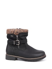 Pavers Black Knitted Cuff Ankle Boots - Image 1 of 5