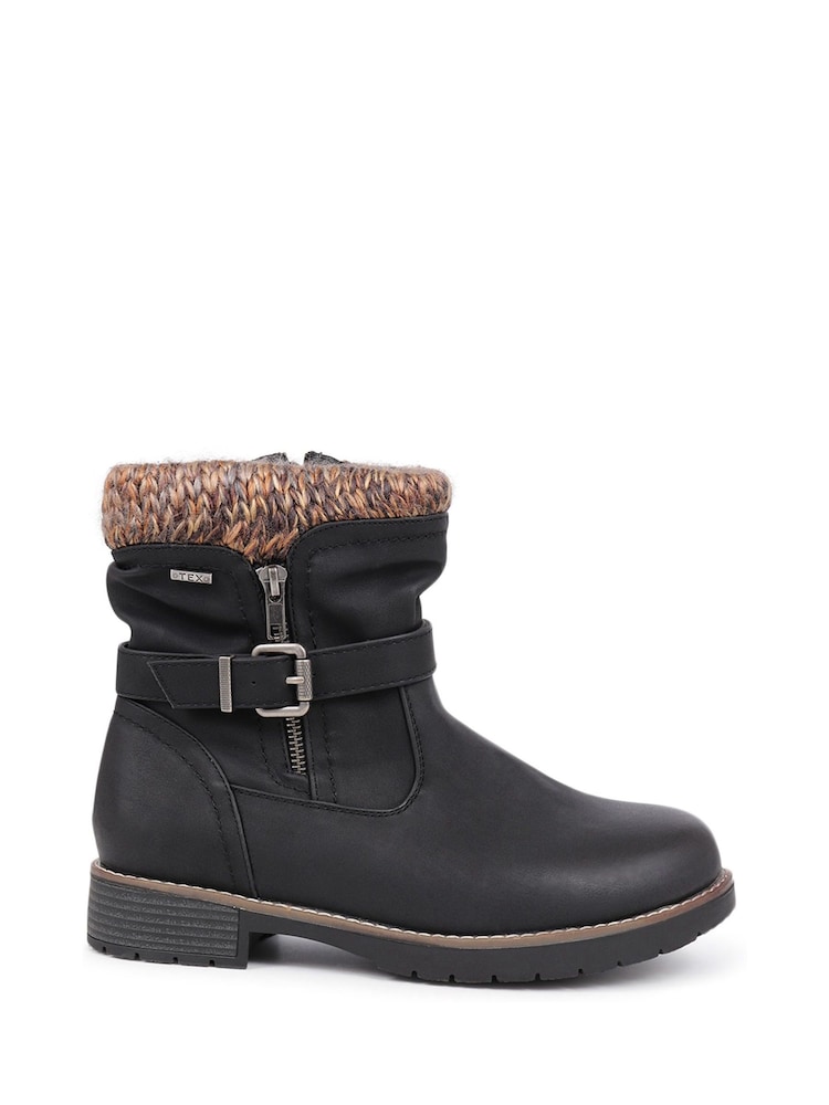 Pavers Black Knitted Cuff Ankle Boots - Image 1 of 5