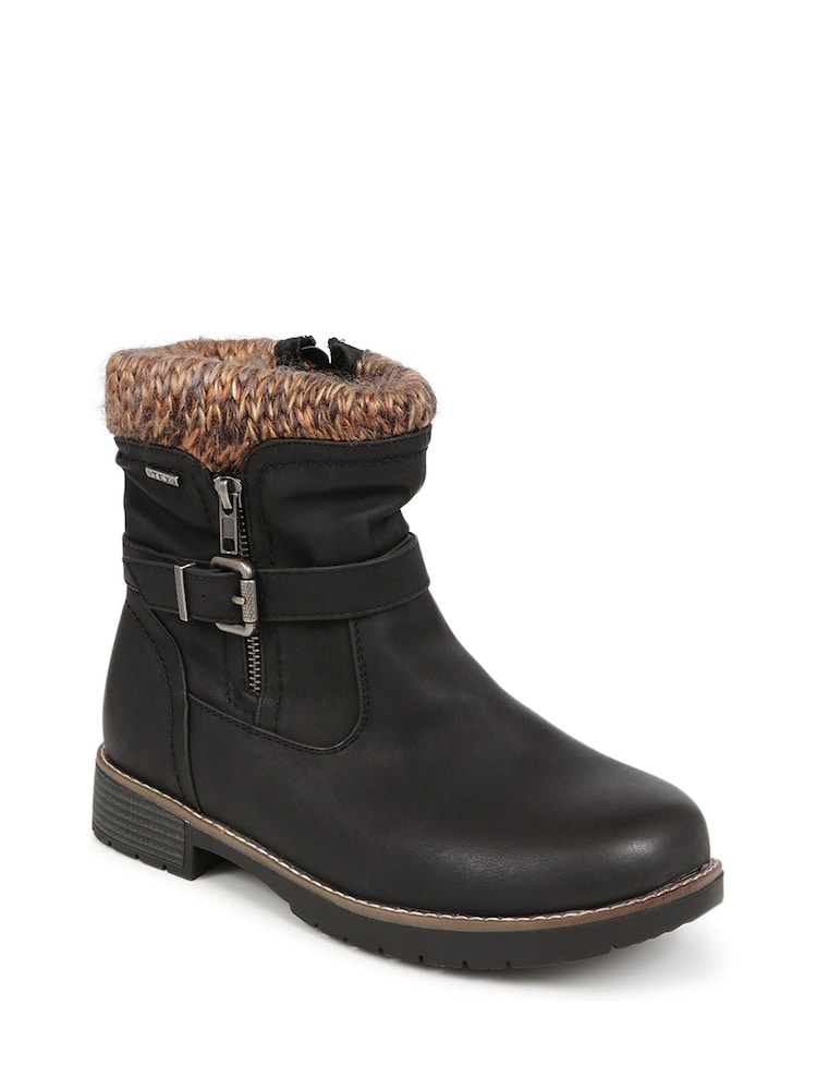 Pavers Black Knitted Cuff Ankle Boots - Image 2 of 5