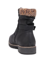 Pavers Black Knitted Cuff Ankle Boots - Image 3 of 5