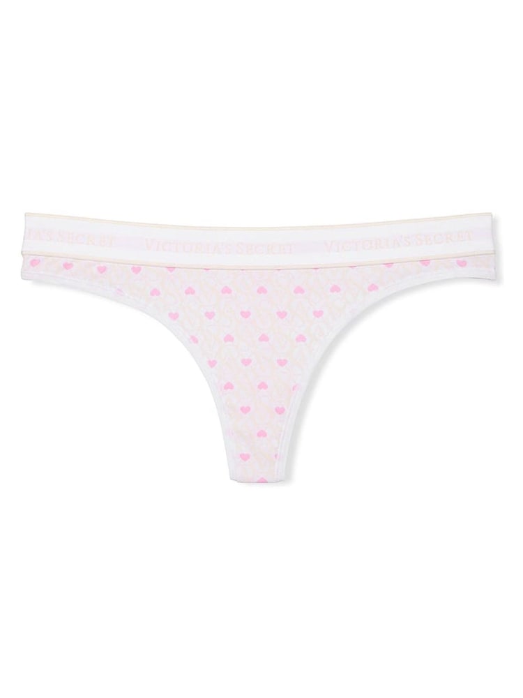 Victoria's Secret White & Pink Hearts Thong Knickers - Image 3 of 3