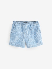 Blue Leaf Jacquard 100% Cotton Short Sleeve Denim Short - Image 5 of 7