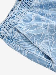 Blue Leaf Jacquard 100% Cotton Short Sleeve Denim Short - Image 7 of 7