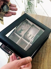 Solesmith Mens Personalised Stag Black Watch Box - Image 1 of 4