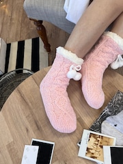 Solesmith Pink Monogrammed Supersoft Personalised Slipper Socks - Image 2 of 6