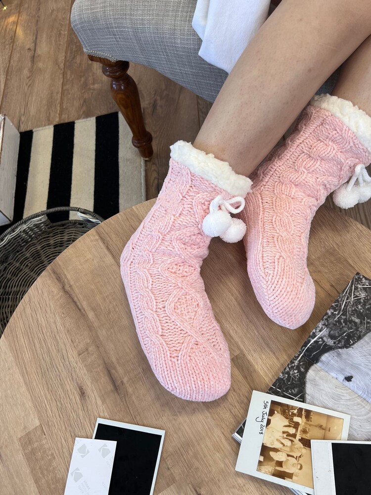 Solesmith Pink Monogrammed Supersoft Personalised Slipper Socks - Image 2 of 6