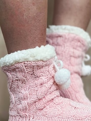 Solesmith Pink Monogrammed Supersoft Personalised Slipper Socks - Image 3 of 6