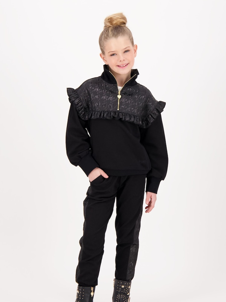 Angels Face Adalene Jacquard Stripe 100% Cotton Black Joggers - Image 1 of 3
