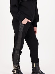 Angels Face Adalene Jacquard Stripe 100% Cotton Black Joggers - Image 3 of 3