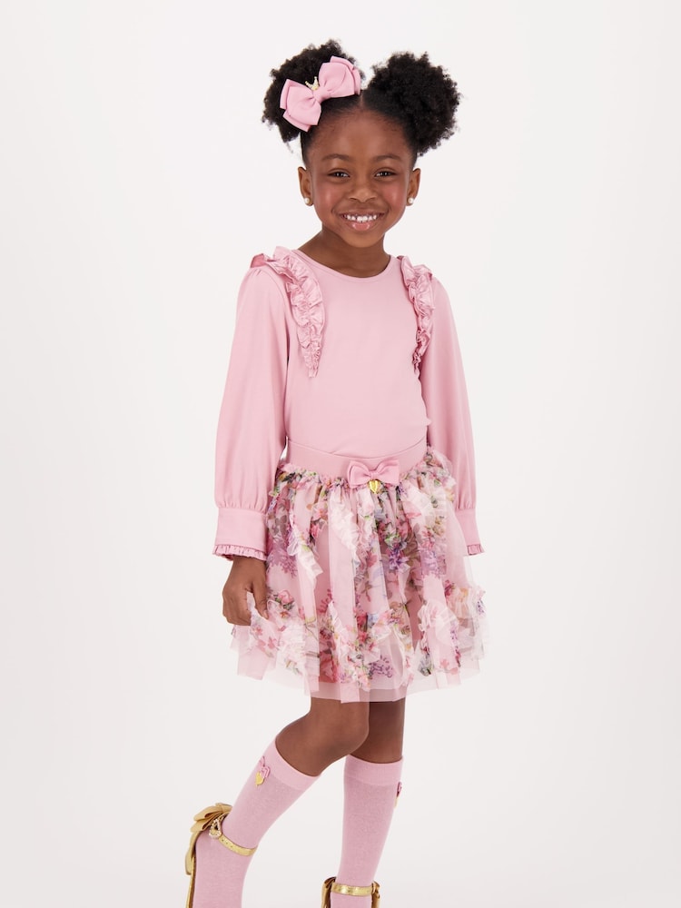 Angels Face Pink Deborah Satin Ruffle Top - Image 1 of 3