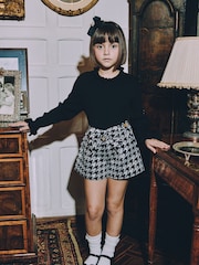 Angels Face Black Laetitia Houndstooth Shorts With Bow - Image 1 of 2