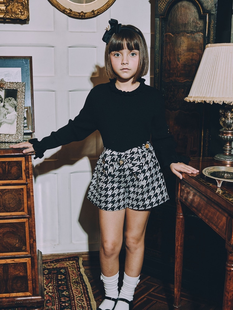 Angels Face Black Laetitia Houndstooth Shorts With Bow - Image 1 of 2