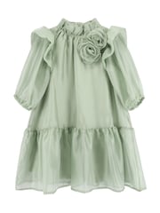 Angels Face Green Lark Rose Trim Dress - Image 5 of 5