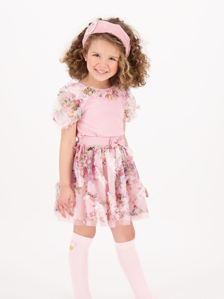 Angels Face Pink Codie Floral Tulle Top - Image 1 of 3
