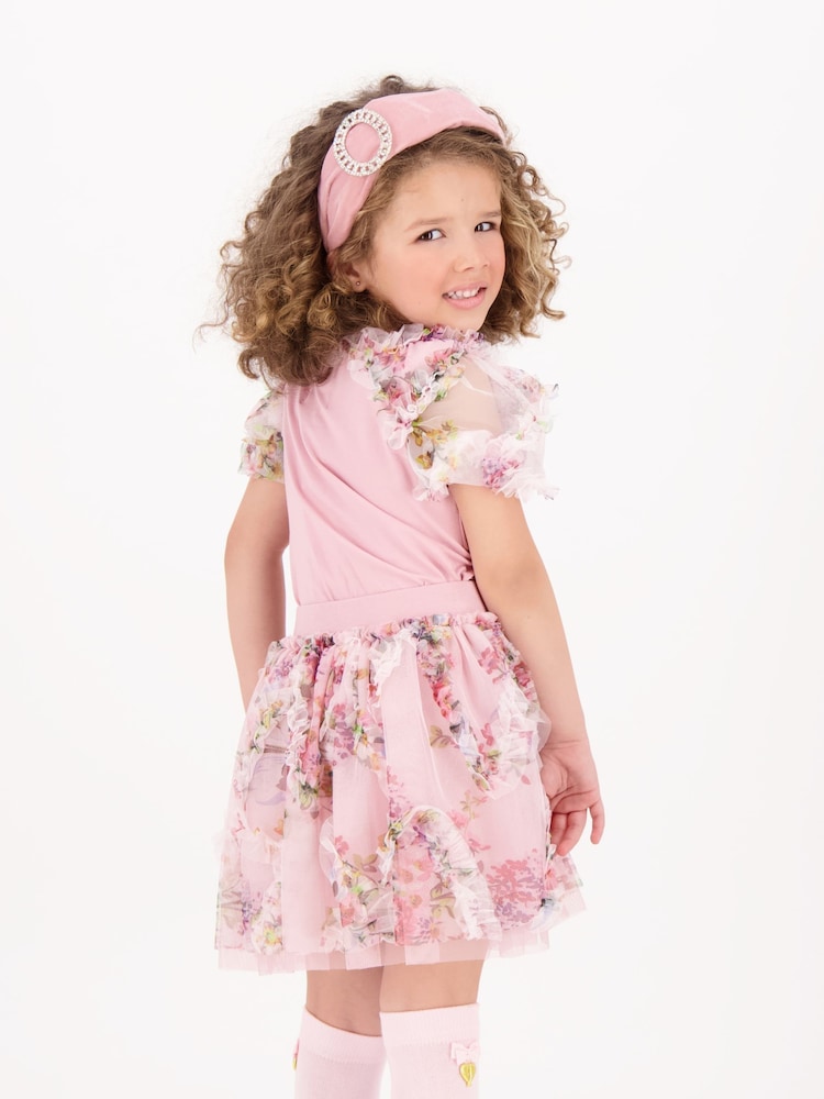 Angels Face Pink Codie Floral Tulle Top - Image 2 of 3
