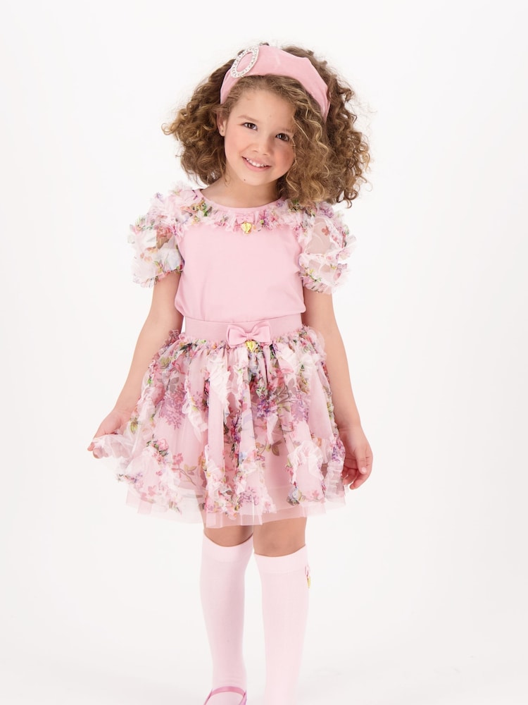 Angels Face Pink Codie Floral Tulle Top - Image 3 of 3