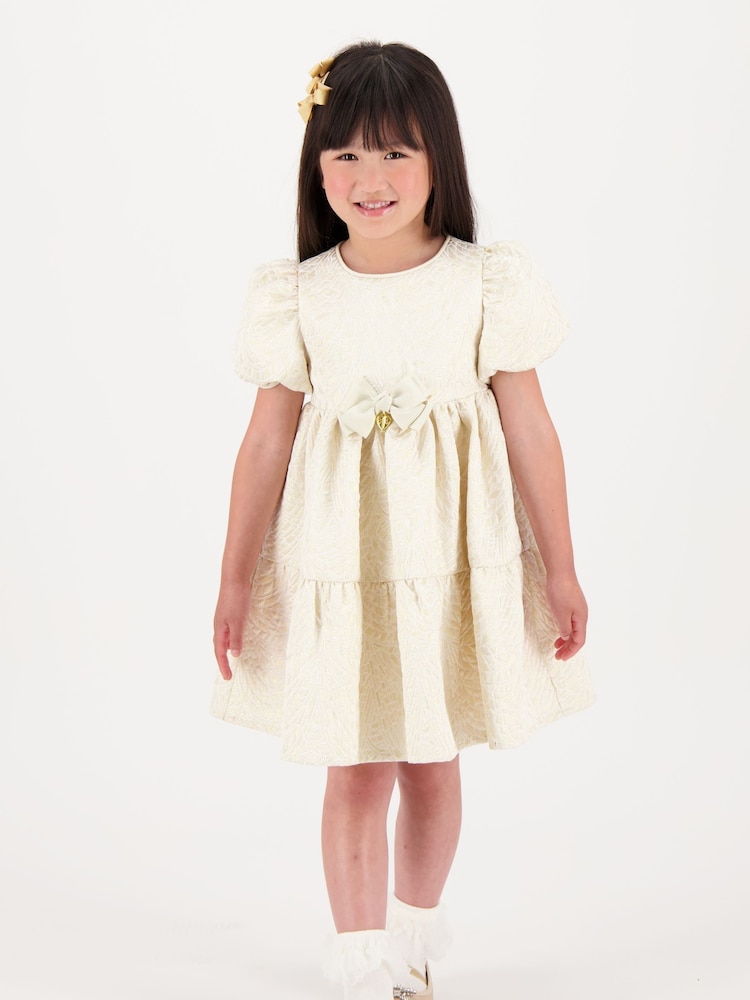 Rochie cu etaje din jacquard Angels Face Aur - Imaginea 1 din 5