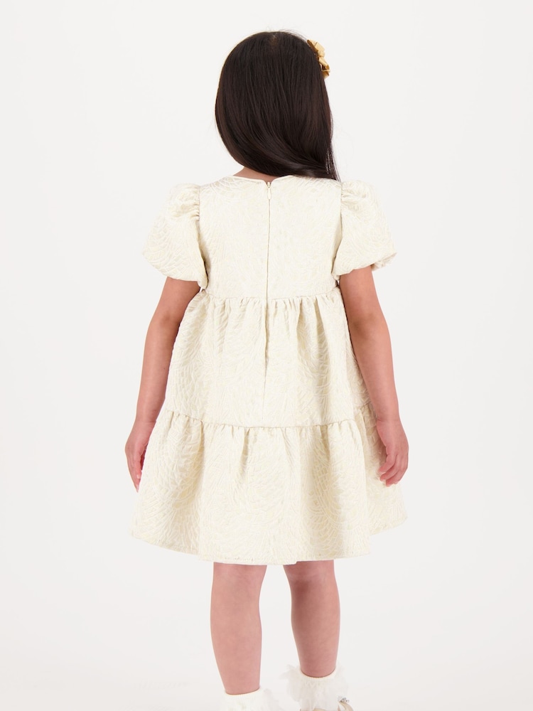 Rochie cu etaje din jacquard Angels Face Aur - Imaginea 2 din 5