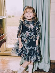 Angels Face Blue Myrtle Flower Tulle Dress - Image 1 of 5
