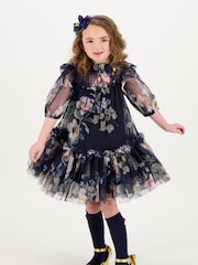 Angels Face Blue Myrtle Flower Tulle Dress - Image 2 of 5