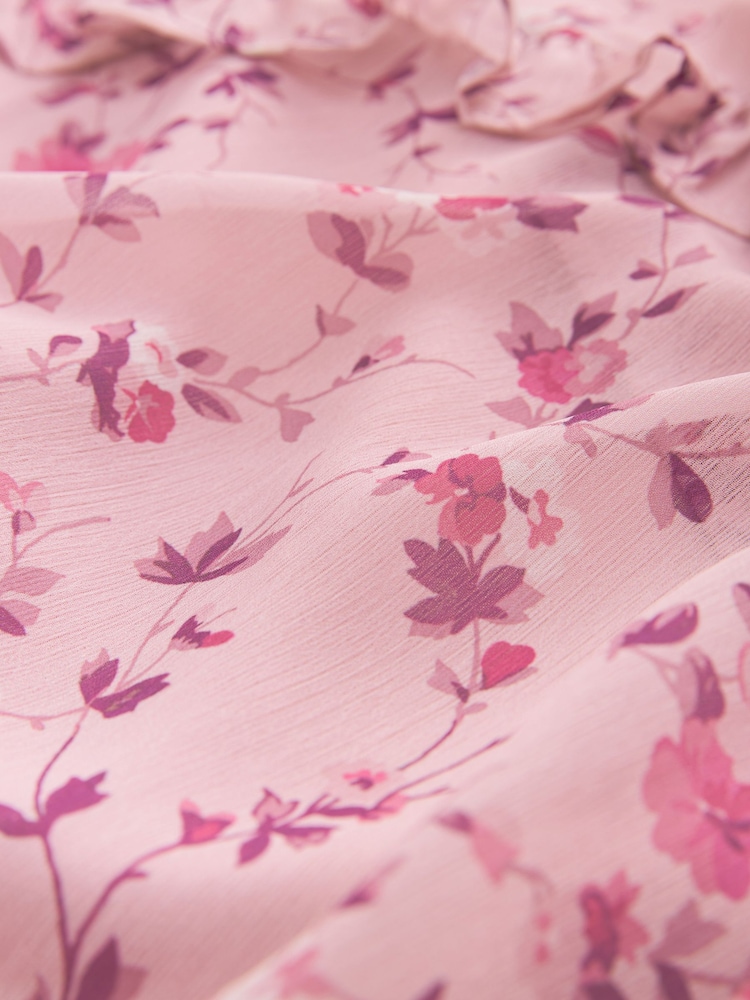 Laura Ashley Pink Priory Floral Print Chiffon Dress - Image 3 of 3 Laura Ashley Pink Priory Floral Print Chiffon Dress - Image 3 of 3