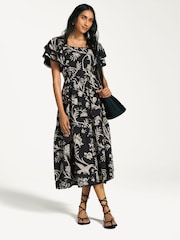 Shepherds Porte-monnaie Fleuri Imprimé - Laura Ashley Robe 100% coton à manches volantées avec bordures en dentelle - Image 1 de 9