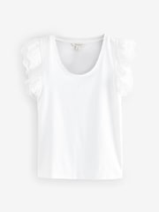 Laura Ashley White Broderie Frill 100% Cotton T-Shirt - Image 5 of 7