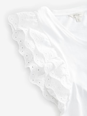 Laura Ashley White Broderie Frill 100% Cotton T-Shirt - Image 6 of 7