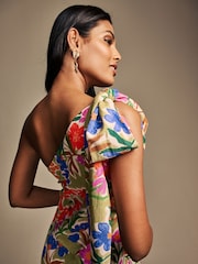 Laura Ashley Multi Honeybourne Floral Print One Shoulder Midaxi Dress - Image 10 of 14