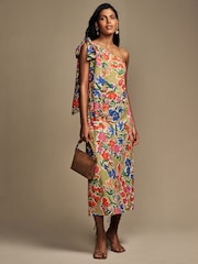 Laura Ashley Multi Honeybourne Floral Print One Shoulder Midaxi Dress - Image 6 of 14