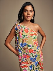 Laura Ashley Multi Honeybourne Floral Print One Shoulder Midaxi Dress - Image 9 of 14