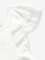 Laura Ashley White Ruffle Sleeve 100% Cotton Dress with Lace Trims - Image 16 of 17