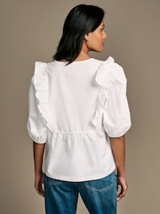Laura Ashley White Broderie Frill 100% Cotton Blouse - Image 2 of 5