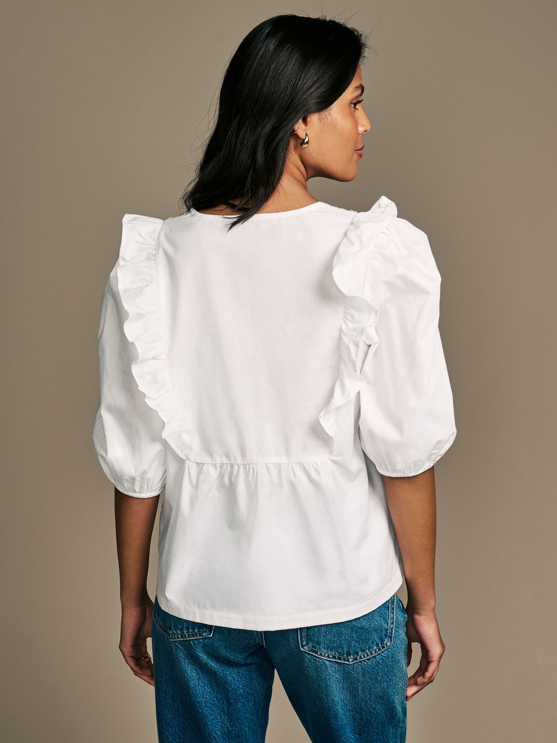 トップス ANDMARY Kitty frill blouse white ANDMARY】Kitty frill blouse