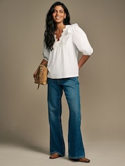 Laura Ashley White Broderie Frill 100% Cotton Blouse - Image 3 of 5