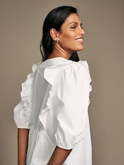 Laura Ashley White Broderie Frill 100% Cotton Blouse - Image 4 of 5