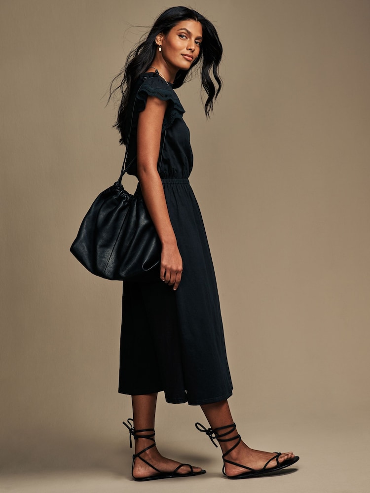 laura ashley jersey dress Buy Laura Ashley Black Broderie Frill Sleeve 100% Cotton Jersey Dress from  the Next UK online shop