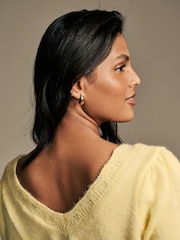 Laura Ashley Lemon Yellow Pointelle V-Neck Jumper - Image 4 of 8