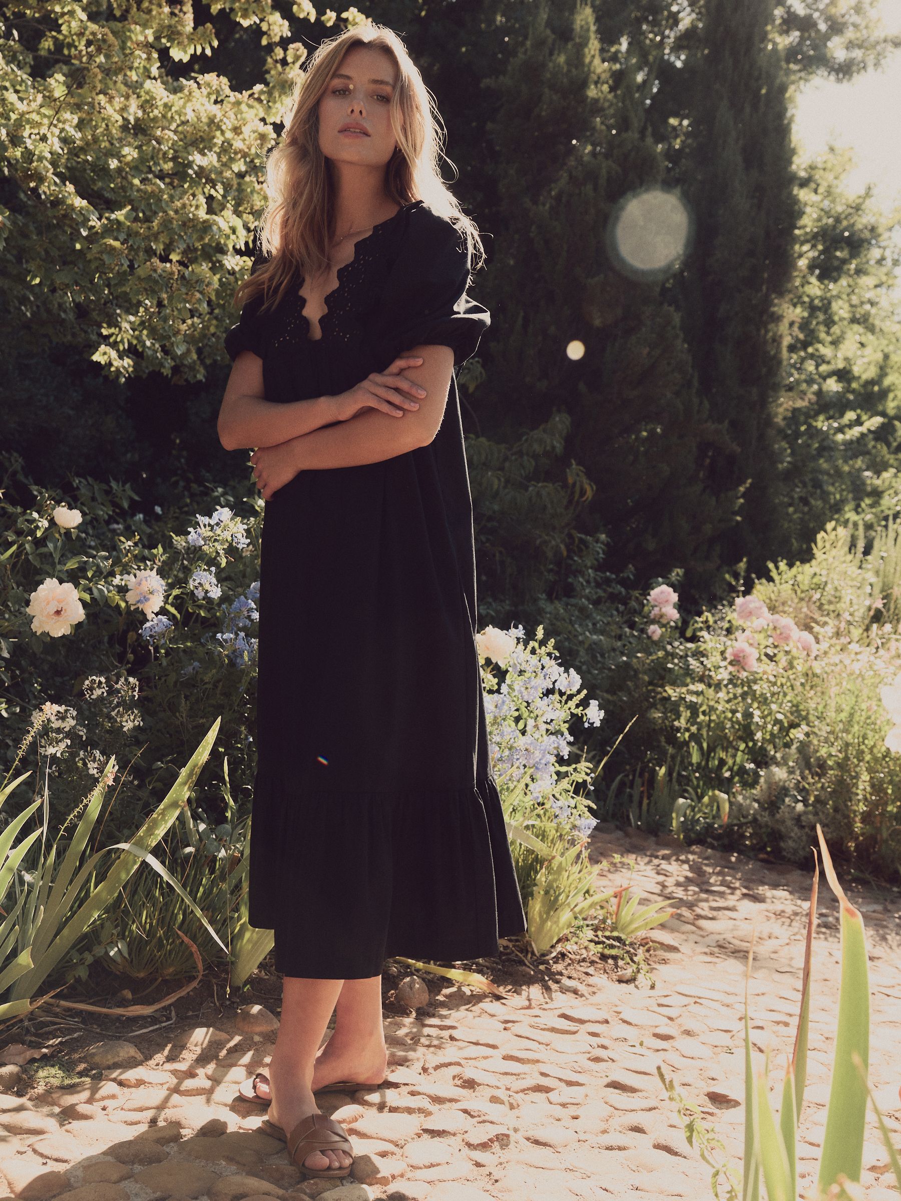 Buy Laura Ashley Black Broderie Frill 100% Cotton Dress from Next