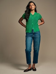 Laura Ashley Green Button Down Crochet Knit Top - Image 3 of 5
