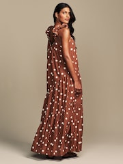 Marrón óxido - Laura Ashley Floral Print Bubble Strap Maxi Dress - Imagen 2 de 8